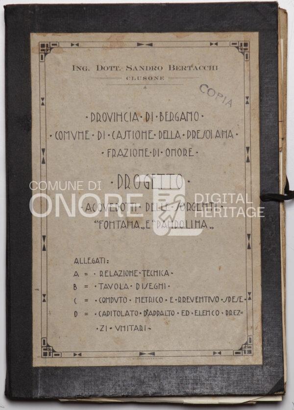 Progetto dell’acquedotto comunale: relazione tecnica 1931