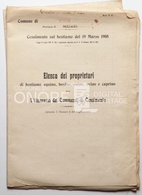 Censimento del bestiame 1908