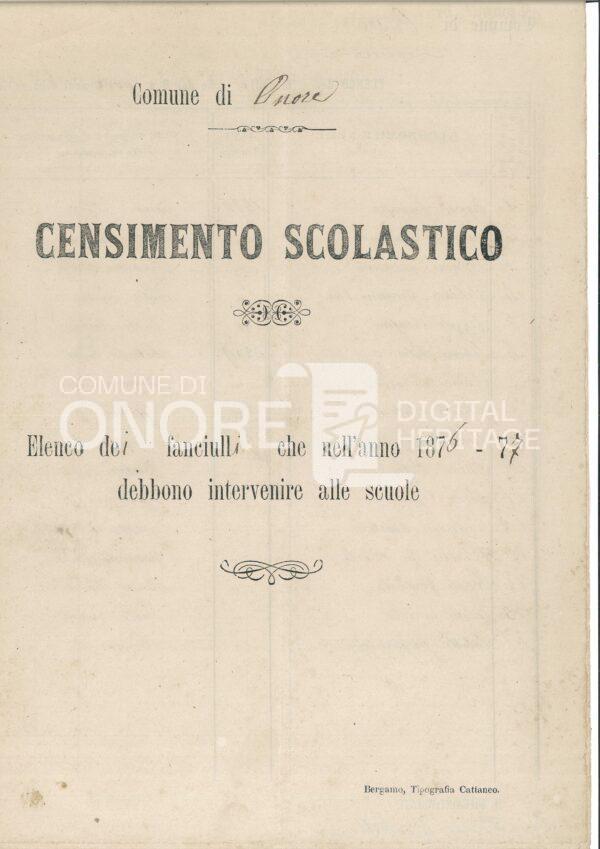 Censimento degli alunni delle scuole 1876/77