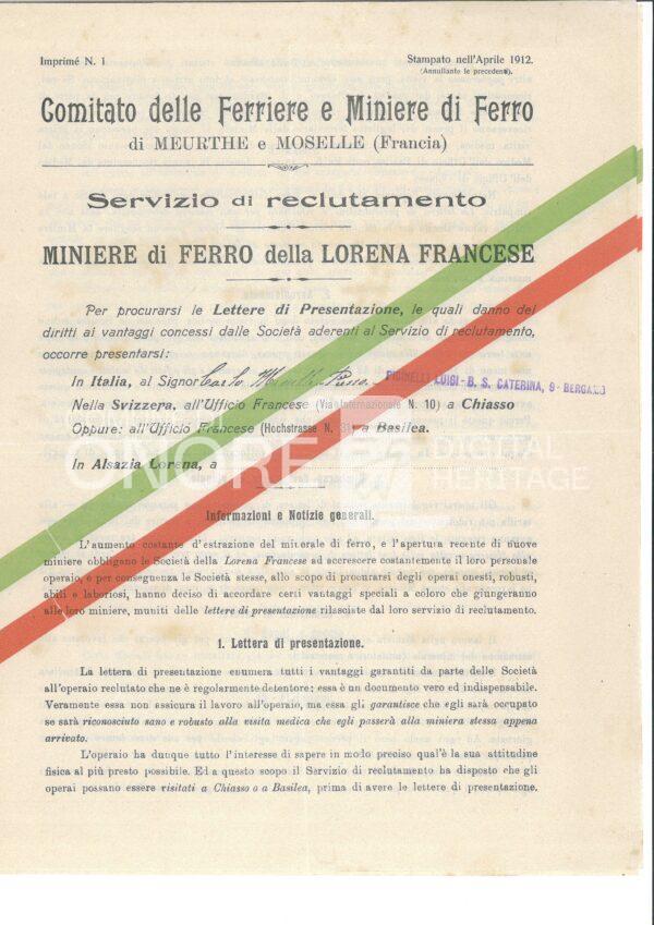 Emigrazione in Francia 1912