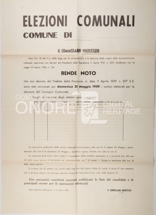 Convocazione comizi elettorali 1959